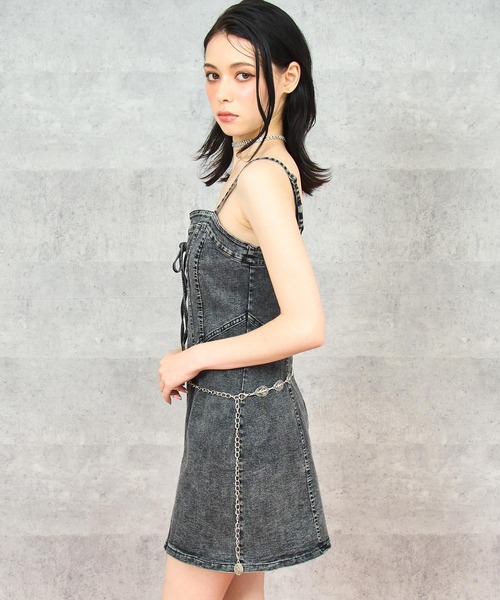 セール】レース アップ デニム ミニ ワンピース（ワンピース）｜ANAP