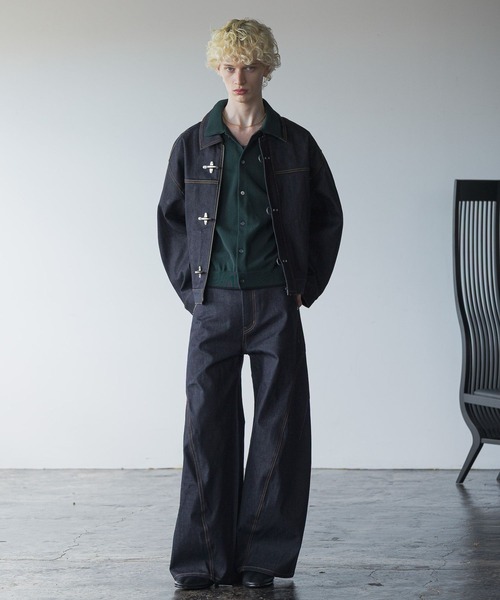 SET UP対応】ファイヤーマンバックルデニムブルゾン(HARE)（デニム