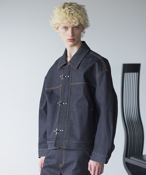 SET UP対応】ファイヤーマンバックルデニムブルゾン(HARE)（デニム