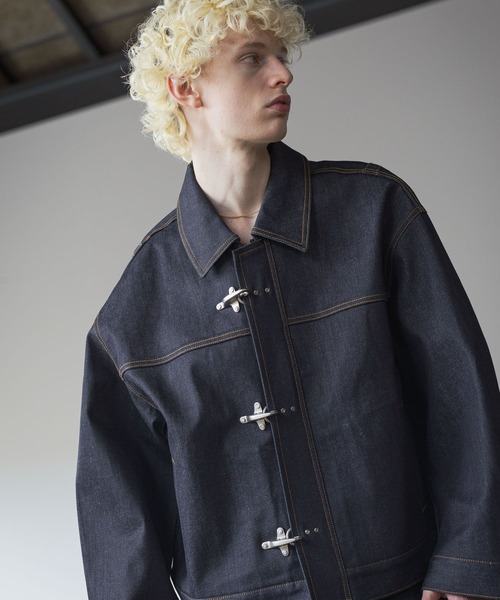 SET UP対応】ファイヤーマンバックルデニムブルゾン(HARE)（デニム