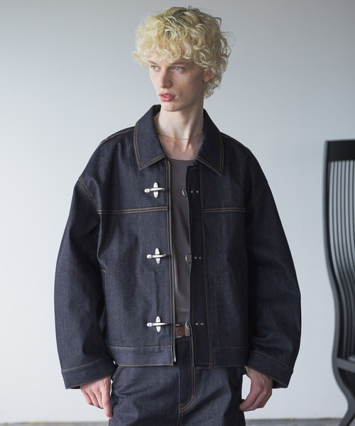 SET UP対応】ファイヤーマンバックルデニムブルゾン(HARE)（デニム