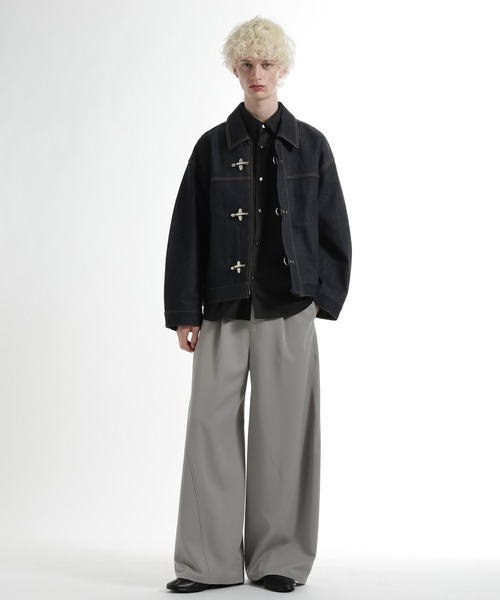 HARE(ハレ)の「【SET UP対応】ファイヤーマンバックルデニムブルゾン(HARE)(デニムジャケット・メンズ・ブルー系その他/ホワイト/ブラック系その他・FREE/SMALL/MEDIUM)」の4枚目の写真