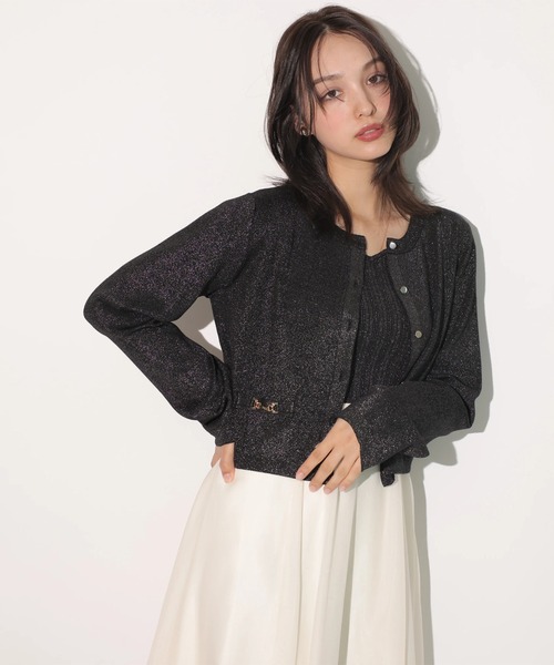 Rirandture（リランドチュール）の「金釦ラメカーディガン（ニット/セーター・レディース・チャコールグレー/ブラック/グレイッシュベージュ/ライトグレー・2）」の6枚目の写真