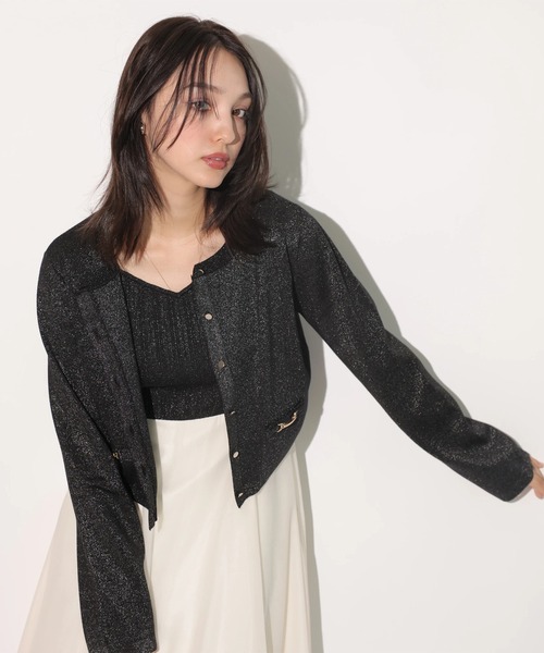 Rirandture（リランドチュール）の「金釦ラメカーディガン（ニット/セーター・レディース・チャコールグレー/ブラック/グレイッシュベージュ/ライトグレー・2）」の8枚目の写真