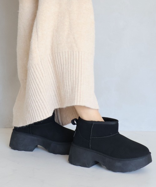 VIVIAN(ヴィヴィアン)の「もふぽか厚底7cmチャンキーヒールムートンブーツ(ブーツ・レディース・ベージュ/キャメル/ブラック・M/S/LL/L)」の10枚目の写真