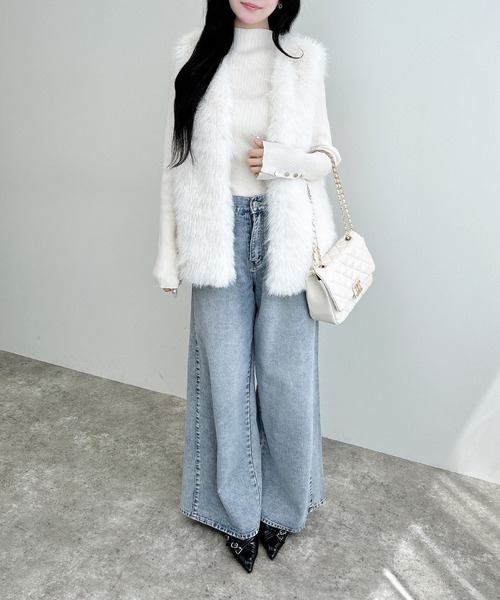 INGNI(イング)の「エコファーベスト(ベスト・レディース・アイボリー/グレー/ベージュ・M)」の12枚目の写真