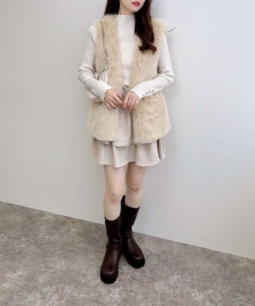 INGNI(イング)の「エコファーベスト(ベスト・レディース・アイボリー/グレー/ベージュ・M)」の21枚目の写真