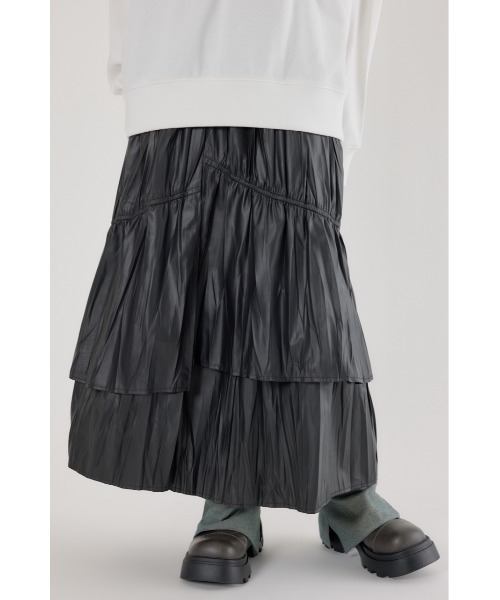 RODEO CROWNS WIDE BOWL（ロデオクラウンズワイドボウル）の「レザーライクフリルティアードスカート（スカート・レディース・ブラック/ブラウン/カーキ・FREE）」の4枚目の写真