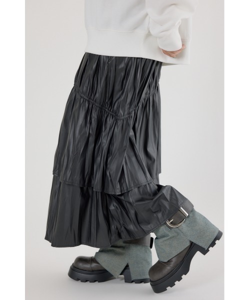 RODEO CROWNS WIDE BOWL（ロデオクラウンズワイドボウル）の「レザーライクフリルティアードスカート（スカート・レディース・ブラック/ブラウン/カーキ・FREE）」の7枚目の写真