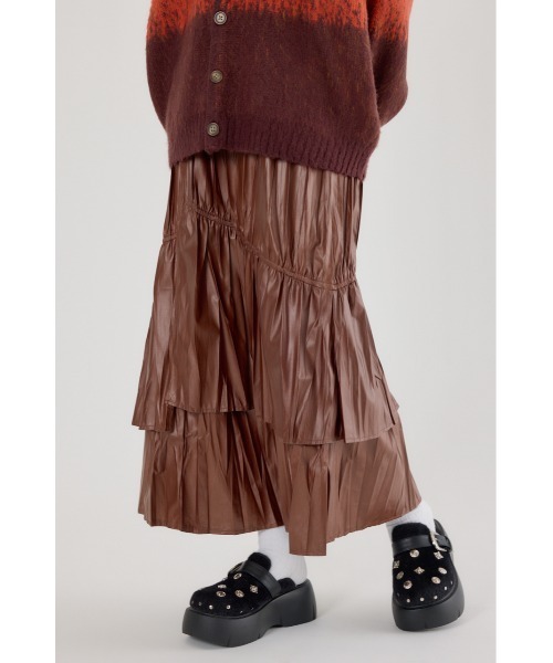 RODEO CROWNS WIDE BOWL（ロデオクラウンズワイドボウル）の「レザーライクフリルティアードスカート（スカート・レディース・ブラック/ブラウン/カーキ・FREE）」の9枚目の写真