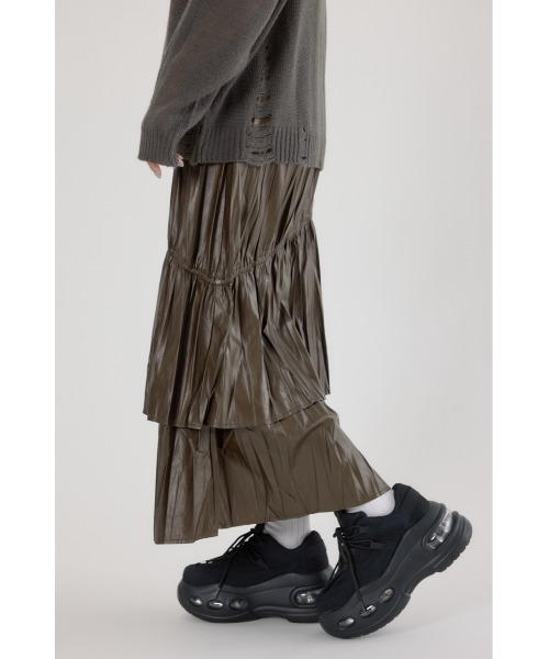 RODEO CROWNS WIDE BOWL（ロデオクラウンズワイドボウル）の「レザーライクフリルティアードスカート（スカート・レディース・ブラック/ブラウン/カーキ・FREE）」の15枚目の写真