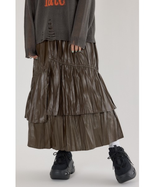 RODEO CROWNS WIDE BOWL（ロデオクラウンズワイドボウル）の「レザーライクフリルティアードスカート（スカート・レディース・ブラック/ブラウン/カーキ・FREE）」の18枚目の写真