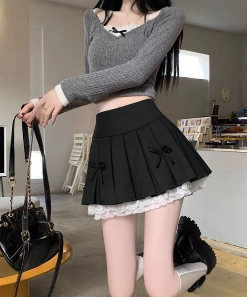 Miniministore(ミニミニストア)の「ボックスプリーツスカート ミニスカート夏(スカート・レディース・グレー/ブラック・L/S/XL/2XL/M)」の13枚目の写真
