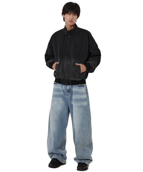 OY（オーワイ）の「『OY/オーワイ』 CURVED PANEL WASHED DAMAGE BOMBER JACKET/カーブパネル ボンバージャケット（その他アウター・レディース・ブラック・L）」の6枚目の写真
