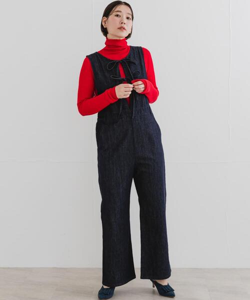 F by ROSSO バックリボンサロペットパンツ F by ROSSO（エフバイロッソ）の「F by ROSSO リネンライクバック