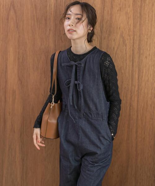 セール】F by ROSSO デニムリボンオールインワン（サロペット