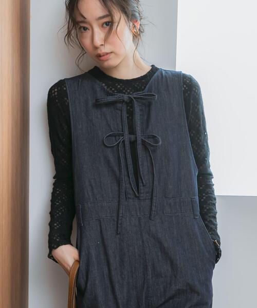 セール】F by ROSSO デニムリボンオールインワン（サロペット