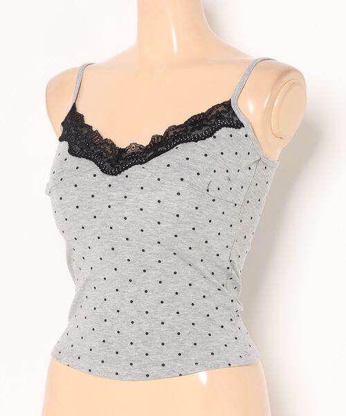 Lace Ladies(レースレディース)の「ドット レース カップ付き キャミソール トップス(キャミソール・レディース・グレー/ブラック/ホワイト・FREE)」の4枚目の写真
