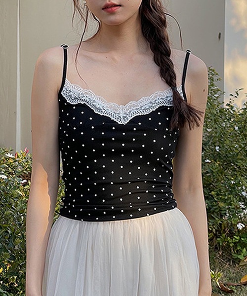 Lace Ladies(レースレディース)の「ドット レース カップ付き キャミソール トップス(キャミソール・レディース・グレー/ブラック/ホワイト・FREE)」の21枚目の写真