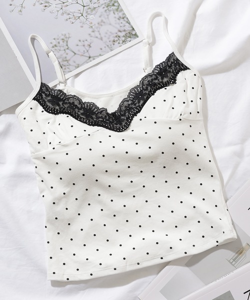 Lace Ladies(レースレディース)の「ドット レース カップ付き キャミソール トップス(キャミソール・レディース・グレー/ブラック/ホワイト・FREE)」の10枚目の写真