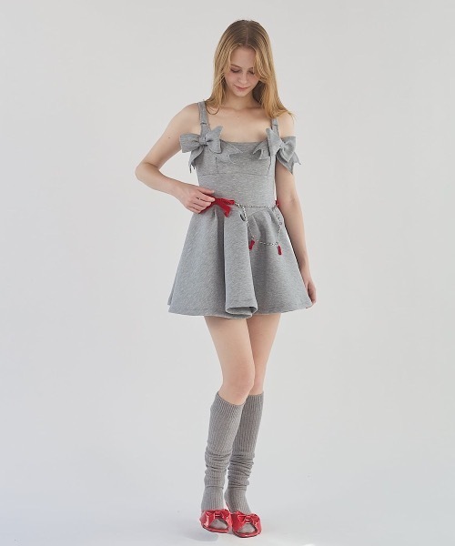 lillilly ダイバーリボンミニワンピ ダイバーカットソーリボンミニワンピース（ワンピース