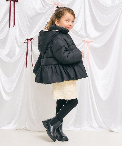 apres les cours(アプレレクール)の「【洗える】ペプラム中綿アウター(ダウンジャケット/コート・キッズ・サックスブルー/ブラック/サーモンピンク・90/80/140/130/120/110/100)」の5枚目の写真