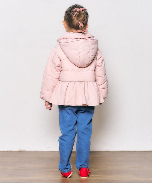 apres les cours(アプレレクール)の「【洗える】ペプラム中綿アウター(ダウンジャケット/コート・キッズ・サックスブルー/ブラック/サーモンピンク・90/80/140/130/120/110/100)」の9枚目の写真
