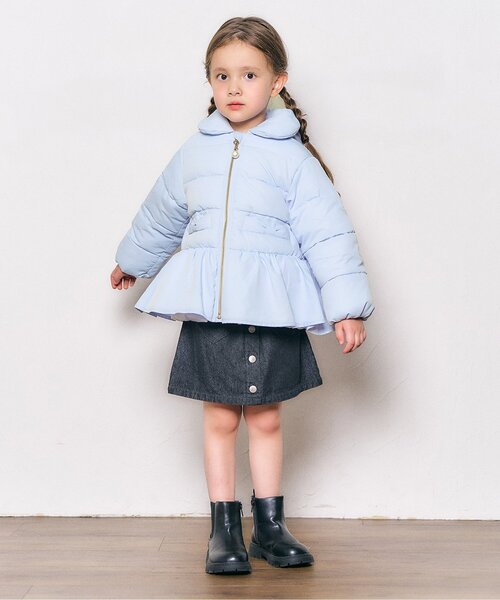 apres les cours(アプレレクール)の「【洗える】ペプラム中綿アウター(ダウンジャケット/コート・キッズ・サックスブルー/ブラック/サーモンピンク・90/80/140/130/120/110/100)」の10枚目の写真
