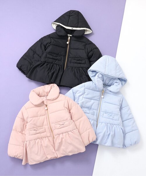 apres les cours(アプレレクール)の「【洗える】ペプラム中綿アウター(ダウンジャケット/コート・キッズ・サックスブルー/ブラック/サーモンピンク・90/80/140/130/120/110/100)」の13枚目の写真