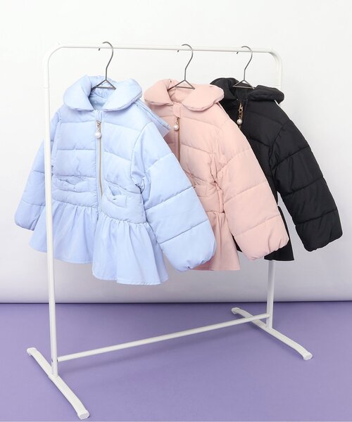 apres les cours(アプレレクール)の「【洗える】ペプラム中綿アウター(ダウンジャケット/コート・キッズ・サックスブルー/ブラック/サーモンピンク・90/80/140/130/120/110/100)」の15枚目の写真