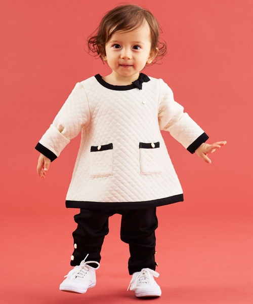 バイカラーキルトトップス&レギンスセット（その他ベビーウェア