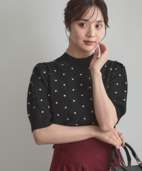 couture brooch(クチュールブローチ)の「半袖ドットJQニット(ニット/セーター・レディース・ブラック系・38)」の1枚目の写真