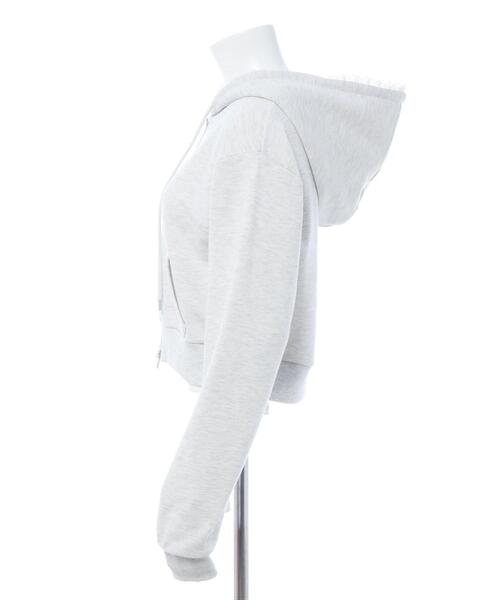 INGNI（イング）の「レース付スウェットジップパーカー(セットアップ対応)（パーカー・レディース・オートミール/ブラック/グレー・M）」の4枚目の写真