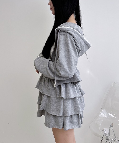 INGNI（イング）の「レース付スウェットジップパーカー(セットアップ対応)（パーカー・レディース・オートミール/ブラック/グレー・M）」の13枚目の写真