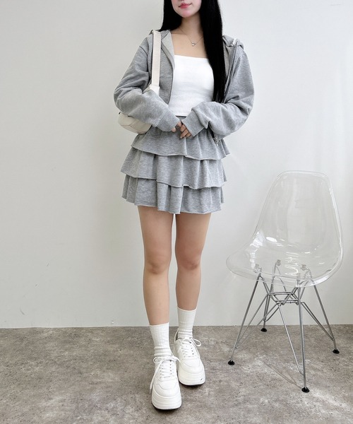 INGNI（イング）の「レース付スウェットジップパーカー(セットアップ対応)（パーカー・レディース・オートミール/ブラック/グレー・M）」の15枚目の写真