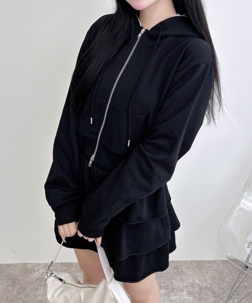 INGNI（イング）の「レース付スウェットジップパーカー(セットアップ対応)（パーカー・レディース・オートミール/ブラック/グレー・M）」の17枚目の写真