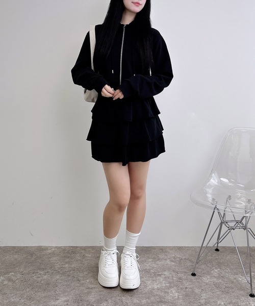 INGNI（イング）の「レース付スウェットジップパーカー(セットアップ対応)（パーカー・レディース・オートミール/ブラック/グレー・M）」の21枚目の写真