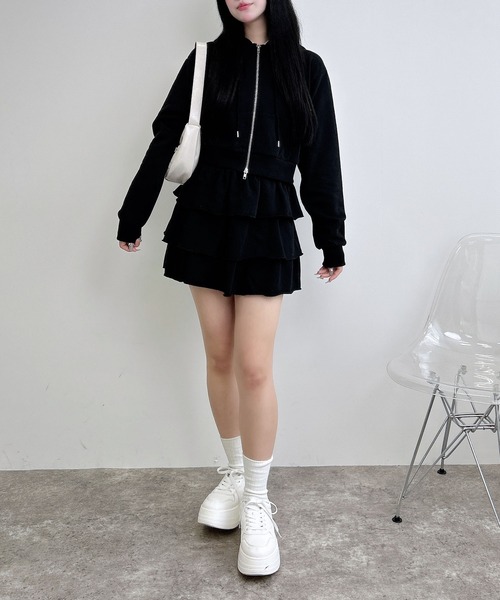 INGNI（イング）の「レース付スウェットジップパーカー(セットアップ対応)（パーカー・レディース・オートミール/ブラック/グレー・M）」の22枚目の写真