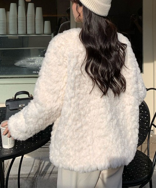 セール】中綿ツイードジャケット ボアジャケット 千鳥格子コート