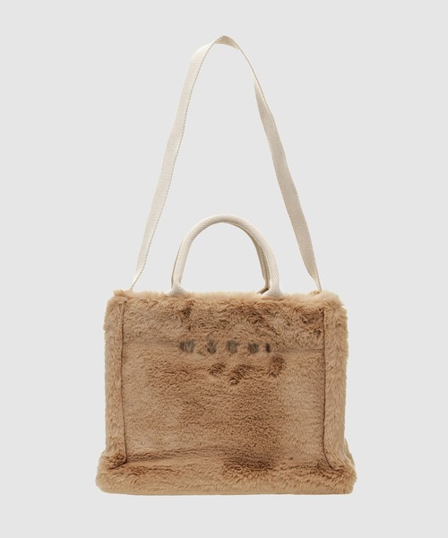 MARNI(マルニ)の「FUR FABRIC / ミニバスケットバッグ(ショルダーバッグ・レディース・ピンク/ベージュ・ONE SIZE)」の2枚目の写真