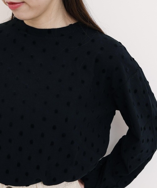 l'atelier du savon（アトリエドサボン）の「_ベロアドット　ロンＴ（Tシャツ/カットソー・レディース・キナリ/ブラック・FREE）」の5枚目の写真