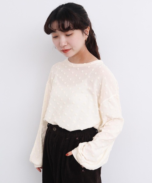 l'atelier du savon（アトリエドサボン）の「_ベロアドット　ロンＴ（Tシャツ/カットソー・レディース・キナリ/ブラック・FREE）」の9枚目の写真