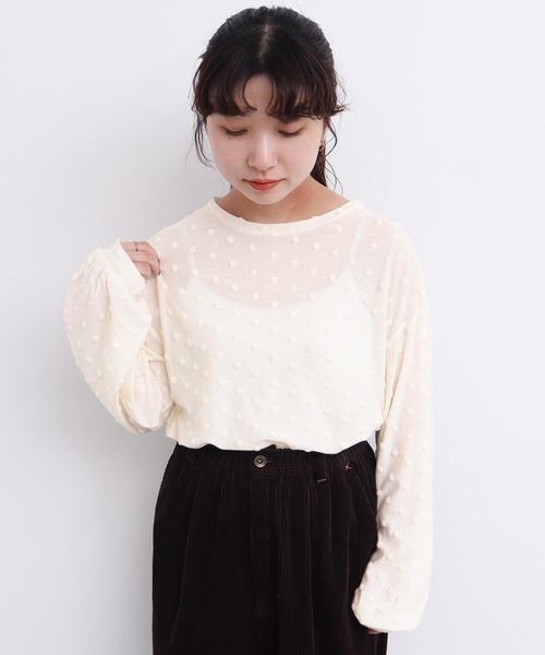 l'atelier du savon（アトリエドサボン）の「_ベロアドット　ロンＴ（Tシャツ/カットソー・レディース・キナリ/ブラック・FREE）」の8枚目の写真