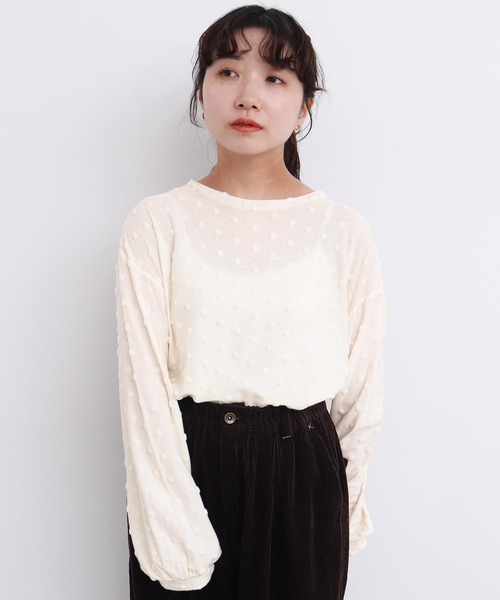 l'atelier du savon（アトリエドサボン）の「_ベロアドット　ロンＴ（Tシャツ/カットソー・レディース・キナリ/ブラック・FREE）」の7枚目の写真