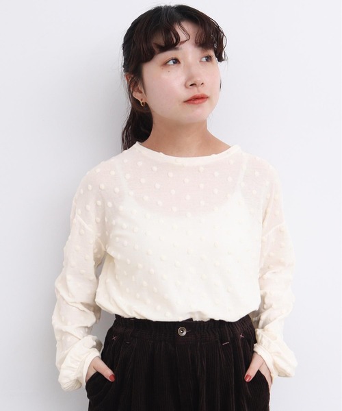 l'atelier du savon（アトリエドサボン）の「_ベロアドット　ロンＴ（Tシャツ/カットソー・レディース・キナリ/ブラック・FREE）」の6枚目の写真