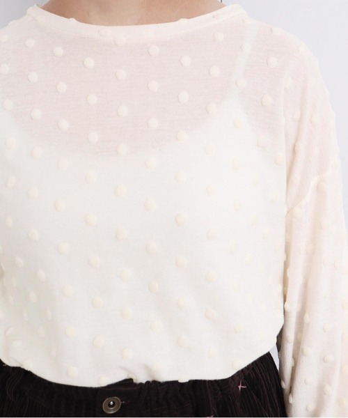 l'atelier du savon（アトリエドサボン）の「_ベロアドット　ロンＴ（Tシャツ/カットソー・レディース・キナリ/ブラック・FREE）」の11枚目の写真