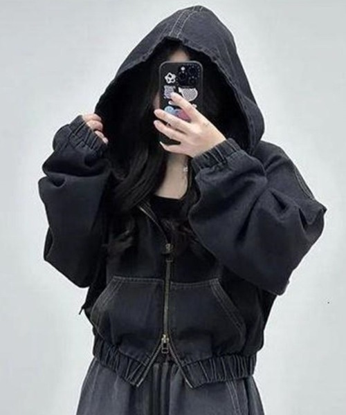 LETee（レティー）の「デニムパーカー（パーカー・レディース・ブルー/ブラック・FREE）」の16枚目の写真