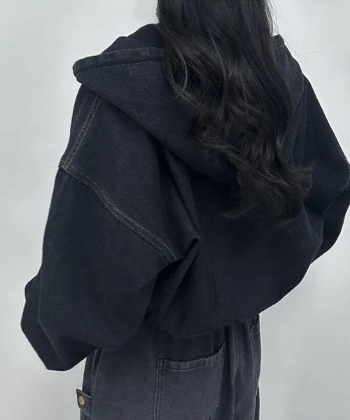LETee（レティー）の「デニムパーカー（パーカー・レディース・ブルー/ブラック・FREE）」の17枚目の写真