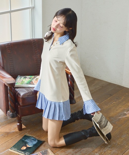Lallana（ララーナ）の「Preppy Docking Dress/プレッピードッキングワンピース（シャツワンピース・レディース・アイボリー/ネイビー・SMALL/FREE）」の10枚目の写真