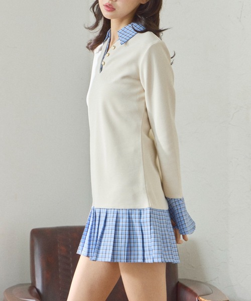 Lallana（ララーナ）の「Preppy Docking Dress/プレッピードッキングワンピース（シャツワンピース・レディース・アイボリー/ネイビー・SMALL/FREE）」の14枚目の写真